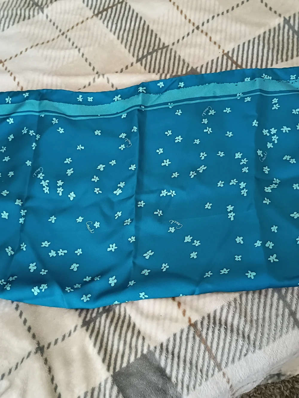 Coach Blue Floral Silk Scarf